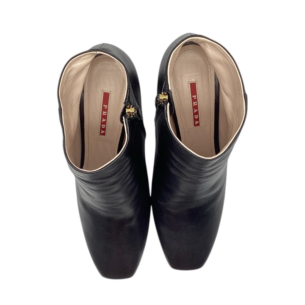 Prada Ankle Booties Women’s Size 10/11 Nappa Leather Square Toe in Black - Picture 2 of 7